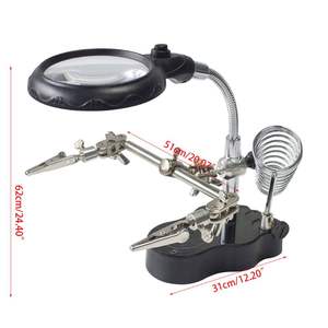 용접 돋보기 LED 빛 3.5X-12X 렌즈 보조 클립 루페 데스크탑 돋보기 세 번째 손 납땜 수리 도구 - Product Image 6