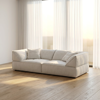 Canapé d'angle 3 places en tissu, design moderne français, pour salon, avec configuration en ligne droite, nouveau modèle
