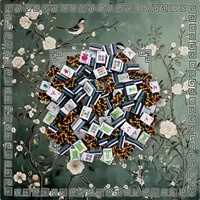 Mahjong américain gravé 4 couches de 1-1/4 po, 160 tuiles motif Léopard Luxe avec tapis de jeu Chinoiserie Sauge pour événements haut de gamme