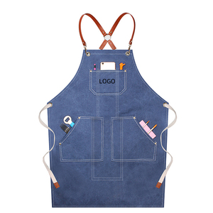 Tablier en jean personnalisé avec logo, multi-poches et sangle réglable pour <span class=keywords><strong>chef</strong></span>, artisan, cuisine, pâtisserie, travail <span class=keywords><strong>du</strong></span> bois - Product Image 1