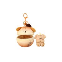 Porte-clés personnalisé en peluche chiot mignon, animal en peluche Kawaii forme boulette, peluches douces, pochette surprise, mini écouteurs, vente en gros pour filles