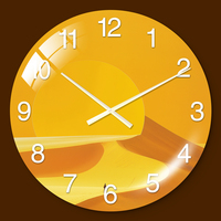 Jam Dinding Analog Kontemporer Berbahan Kaca Tempered Motif Gumpalan Pasir Gurun Besar, Gerakan Quartz Senyap, Pelat Tebal 30mm, Jarum Penunjuk Waktu