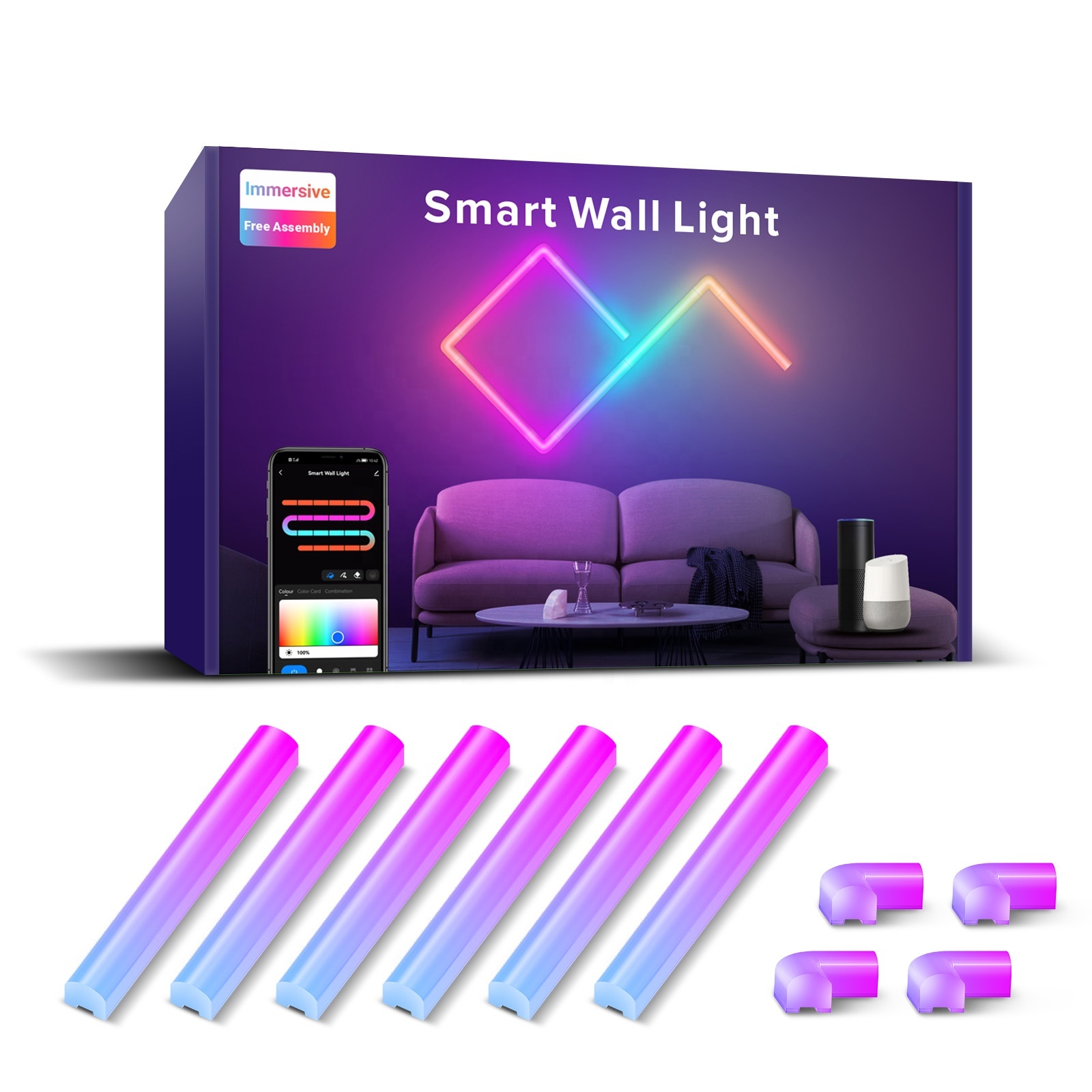 RGBIC Multicolor Segmented Control Music Sync Home Decor LED Light Bars Glide Lively Wall Lights for Gaming