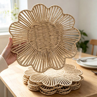 Set de table classique en corde de papier à bord festonné, tressé à la main, écologique, résistant à la chaleur, pour la décoration de la maison, des mariages et des dîners