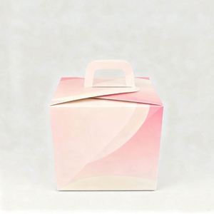 Hot Sale Pink Custom Printed Logo Food Grade Art <b>Paper</b> Cake Box With Handle - Product Image 1
