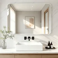 Aluminum Alloy Framed Bathroom Wall Mirror Glass No Punch Self Adhesive Factory Direct Wholesale Support Custom
