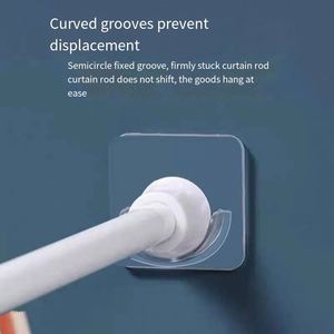 Soporte <span class=keywords><strong>de</strong></span> fijación <span class=keywords><strong>de</strong></span> barra telescópica sin rastro, soporte pegado, dispositivo <span class=keywords><strong>para</strong></span> colgar ropa sin perforaciones, ganchos colgantes <span class=keywords><strong>para</strong></span> cortina, novedad - Product Image 3