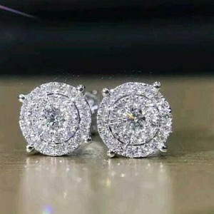 Orecchini rotondi scintillanti per donna, stile moderno da ufficio, gioielli per le orecchie con pavé - Product Image 2
