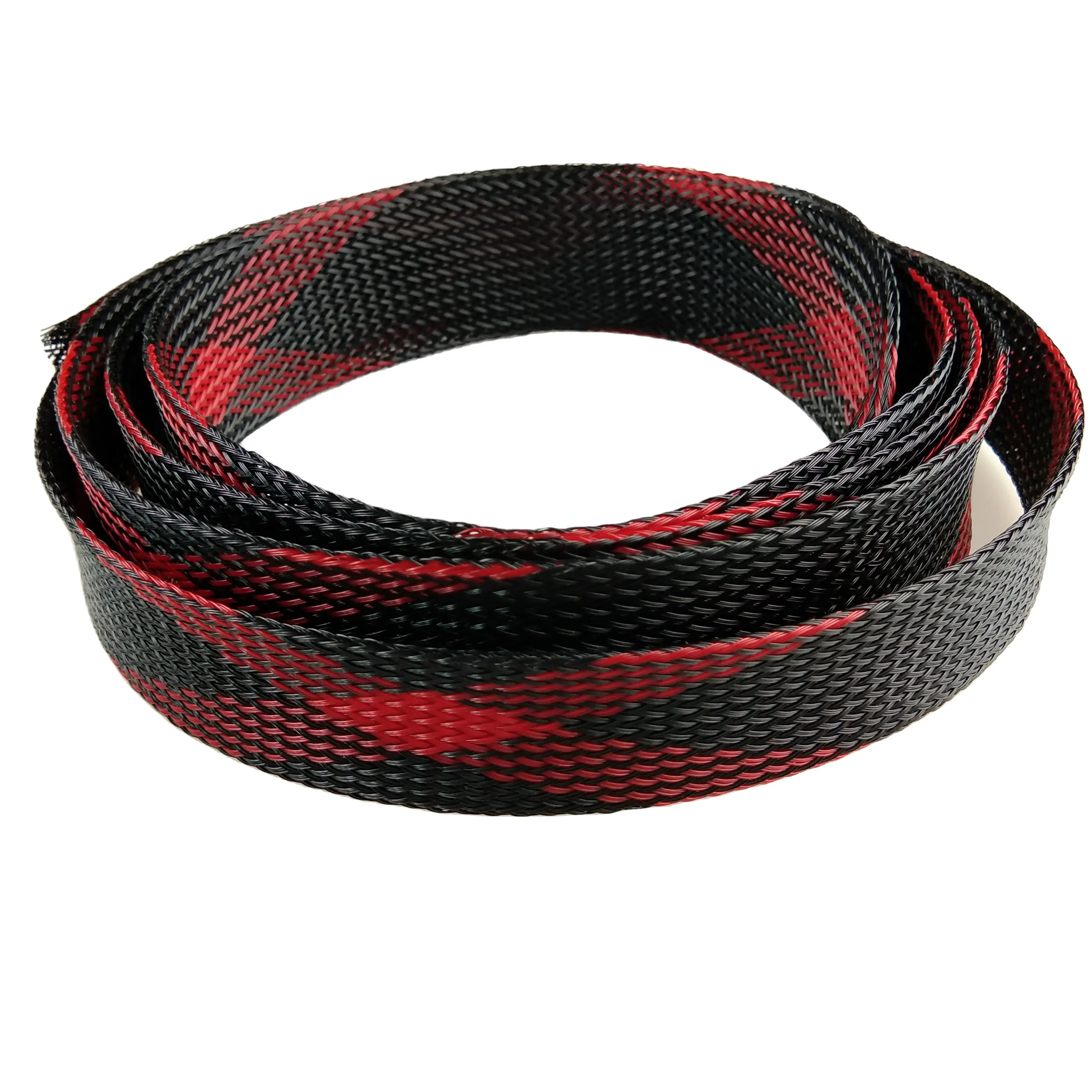 Expandable Braided Cable Sleeve 3 4 5 6 8 10 12 14 16 18 20 22 25 mm PET Flat Harness Nylon Mesh Sheath Protection Wrap