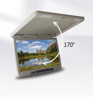 Moniteur de toit rabattable LED HD 1080P de 19 pouces avec lecteur multimédia audio haute résolution, carte SD et USB pour bus/camping-car/SUV, garantie 1 an