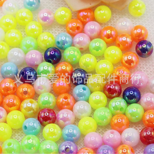 Cuentas Redondas Acrílicas de 6/8mm, Colores Mezclados AB Iridiscentes, para Fabricación de Joyería, Manualidades DIY, Origen Yiwu - Product Image 1