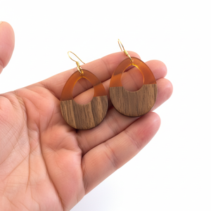 Bijoux de mode Style mignon bois résine boucle d'oreille à la main fabricant prix géométrique bois résine boucle d'oreille produit de qualité chaude - Product Image 1