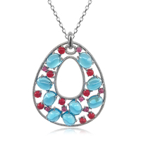 Luxus Zirkon Schmuck Set Mix Paraiba rot Rubin Stein Halskette und Ohrringe Schmuck Set