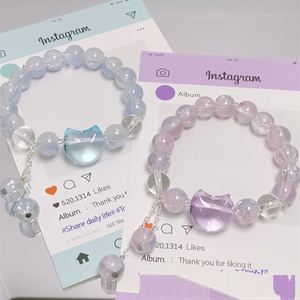 Trendy Colorful Sweet Fantasy Popcorn Cracked <b>Beads</b> <b>Bracelet</b> for Women GirlsColored Opal Crystal Cat Charm Pendant Hand <b>Bracelet</b> - Product Image 1
