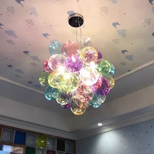 <span class=keywords><strong>Lampadario</strong></span> Moderno a LED con Bolle di Vetro Colorato, Lampada a Sospensione a 5 Luci a <span class=keywords><strong>Palloncino</strong></span> per Bambini - Product Image 1