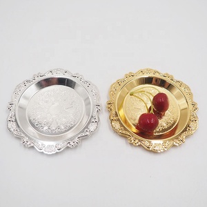 Bandeja <span class=keywords><strong>de</strong></span> metal decorativa para servir pasteles, plato <span class=keywords><strong>de</strong></span> fruta, suministros para fiestas, restaurante en casa, chapado en oro y plata europeo - Product Image 6