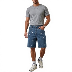 Shorts Bermuda en Jean pour Homme, Style Décontracté Vintage, Taille Mi-Haute Élastique, Tissu 100% Coton Tissé Respirant, Poches, Idéal Sport - Product Image 1