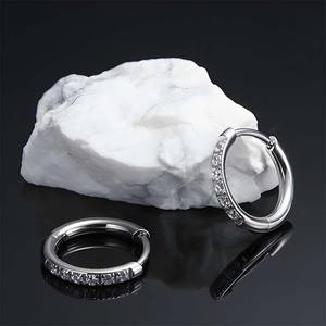 उच्च गुणवत्ता वाले एस्टम f136 टाइटेनियम छोटे होप्स इयररिंग्स के साथ क्यूबिक ज़िरकोनिया कान हुगी उपास्थि हेलिक्स ट्रेमस कान गहने महिलाएं - Product Image 5