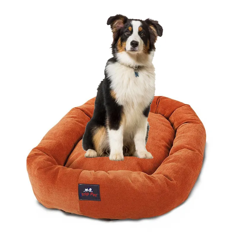 Wholesale luxury washable designer waterproof calming cat pet fluffy round donut dog beds for dogs