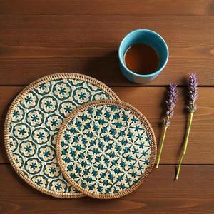 Bamboo Woven Coaster Placemat Boho Table Mat Natural Rattan Style Heat Insulation Pad Kitchen Dining OEM Supplier - Product Image 3