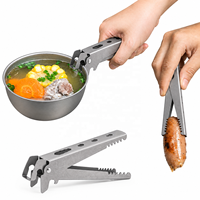 Pince de cuisine en alliage de titane, outil de cuisson multifonctionnel pour le camping, accessoire léger pour la randonnée et le barbecue