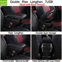 Organisateur de Console Centrale Accoudoir de Voiture Simple Double Couche Boîte de Rangement Avec Chargeur USB Accessoires Auto Nouveau Design Universel Noir