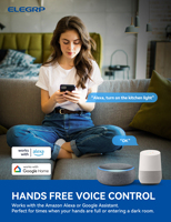 ELEGRP Interrupteur mural intelligent Wi-Fi Tuya 3 voies, variateur de lumière, 2,4 GHz, compatible avec Alexa et Google Assistant