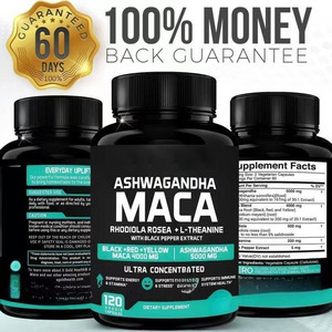 Cápsulas OEM 120 de <span class=keywords><strong>Ashwagandha</strong></span> 5000mg + <span class=keywords><strong>Maca</strong></span> 4000mg, Cápsulas de Rhodiola y L-Teanina 4 en 1 para Energía, Alivio del Estrés y Apoyo Inmunológico - Product Image 4