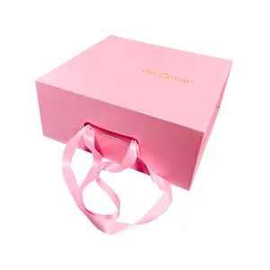 Mailer Cardboard Box Custom Pink Luxury Foldable Magnetic Corrugated Cardboard Mailer Shoes/clothing Shipping Packaging Gift Boxes With Handle