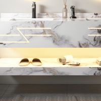 Meuble-Lavabo de Salle de Bain Moderne 120cm Double Vasque avec Miroir LED et Vasque en Céramique, Vente Chaude