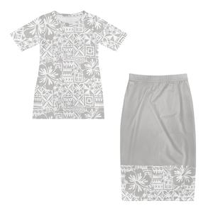 Samoan Puletasi Tapa Flower Shirt And Dress 2pcs Polynesian Tribal Red Dress Set Island Dress Plus Size <span class=keywords><strong>abbigliamento</strong></span> <span class=keywords><strong>donna</strong></span> 7XL - Product Image 2