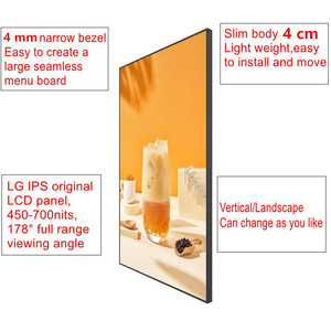 55 "แขวนผนังแอลซีดีแสดงผลที่มี4mm แคบขอบโลหะแก้ปัญหาเมนูดิจิตอลสำหรับร้านอาหาร - Product Image 2