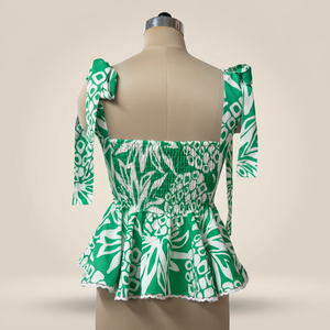 Top corto con peplum y estampado de piña para mujer con tirantes que se ajustan a la medida - Product Image 5