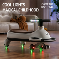 Voiture à bascule musicale pour tout-petits, roues LED silencieuses, rotation à 360 degrés, remorque arrière détachable, en peluche et plastique PP, quatre roues