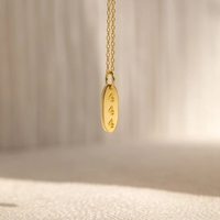 Dainty su geçirmez olmayan kararmaz takı bülten Oval Charm kolye İlk özel boş kolye kolye