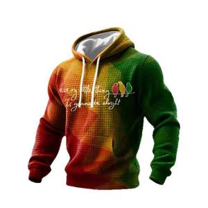 Sweat-shirt à capuche pour homme 100% coton tricoté respirant avec poche imprimé drapeau américain pour un usage décontracté - Product Image 4