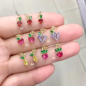 CZ8453 Mini Tiny CZ micro pave Orange,.apple,grape,lemon,strawberry charms,Cubic zirconia charms