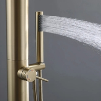 Ensemble de colonne de douche extérieure en acier inoxydable 304 or brossé douche extérieure de pluie de piscine de jardin autoportante