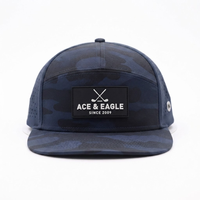 Casquette de sport personnalisée pour le golf, la course et les activités de plein air, 7 panneaux, camouflage, perforations laser, séchage rapide, respirante, visière plate, patch en caoutchouc, fermeture snapback