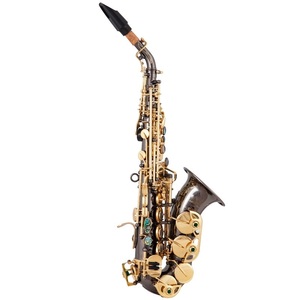 Saxophone soprano courbé en Si bémol pour enfants, clés en nickel noir doré, motifs sculptés exquis pour débutants et professionnels - Product Image 1