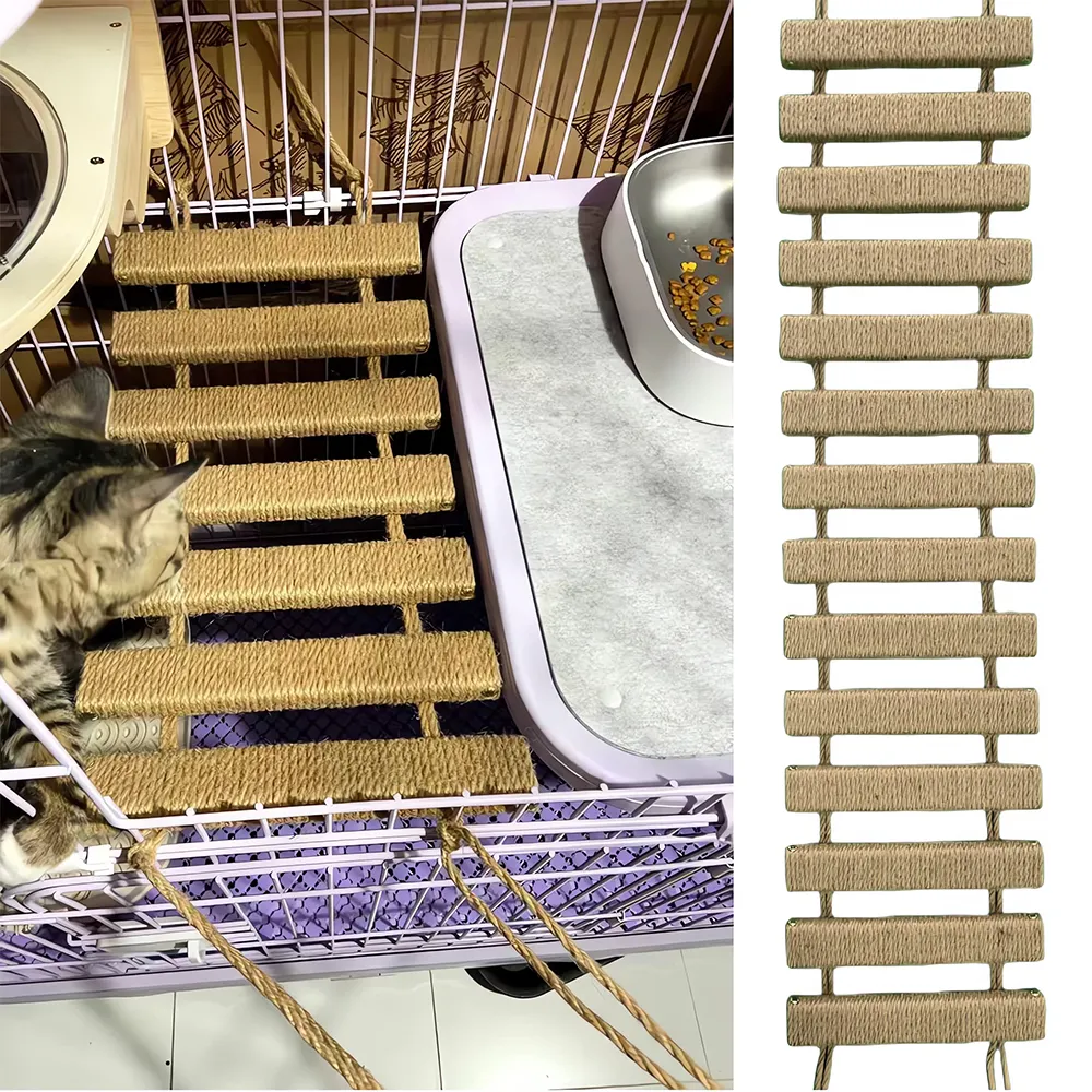 Cat Bridge Escada Com Sisal Corda E Escalada Frame Kitten Brinquedos Climber Step Scratcher Post Móveis Ideal Para Gatos Brincalhões