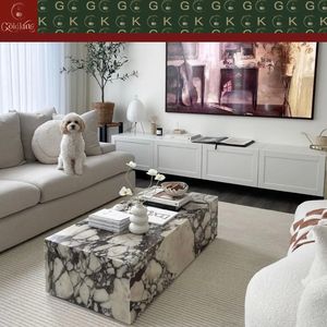 Tavolino da Caffè GOLDKING in Marmo Calacatta <span class=keywords><strong>Viola</strong></span>, Pietra con Venature <span class=keywords><strong>Viola</strong></span> per Soggiorno, Arredamento di Lusso Artigianale in Marmo - Product Image 4