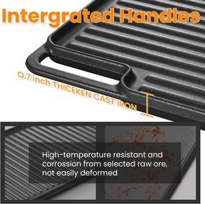 Hot Bán 2024 Đồ Nấu Nướng Pre-Dày Dạn Đúc Sắt Vỉ Nướng Đôi Burner Vỉ Nướng BBQ Nướng Tấm Bít Tết Thịt Double Side - Product Image 4