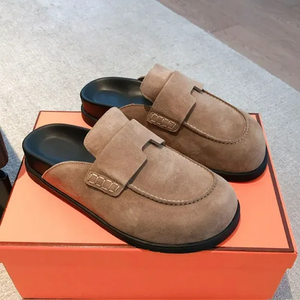 Htf 2025 Nuove <span class=keywords><strong>Ciabatte</strong></span> di Lusso in Camoscio con Plateau, Fibbia H, Stile Retrò, Slip-On, per Uomo e <span class=keywords><strong>Donna</strong></span>, Estive, Casual, Comode, in Gomma - Product Image 1