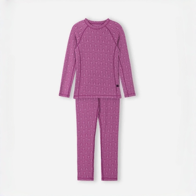 Children's 100% Merino Wool Jacquard Knitted Roundneck Underwear Set Girls Thermal Outdoor Sports Base Layer