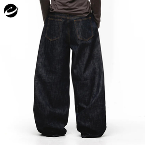 <span class=keywords><strong>Jeans</strong></span> da Uomo XUCHANG Originali Vintage Design OEM Personalizzato Gamba Larga Vestibilità Ampia Denim Grezzo Giapponese Nero Selvedge - Product Image 2