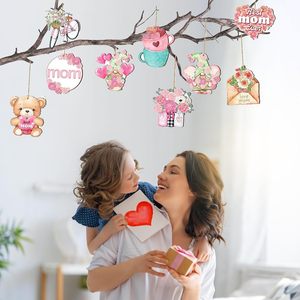 24 pièces, 12 motifs uniques, ornements pour la fête des mères, décorations en bois pour la fête des mères, ornements suspendus pour la fête des mères pour décorer l'<span class=keywords><strong>arbre</strong></span> - Product Image 5