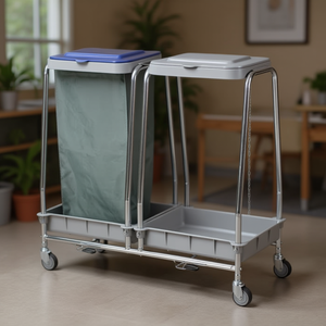 Carrello Portaborse Doppio Cromato 580 con Ruote e Cesto - Product Image 2