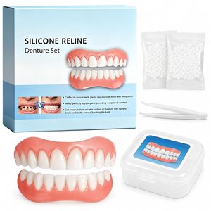 Prothèses dentaires pour hommes et femmes, fausses dents moulées avec couvercles supérieurs et inférieurs, teinte naturelle, fausses dents et facettes - Product Image 1