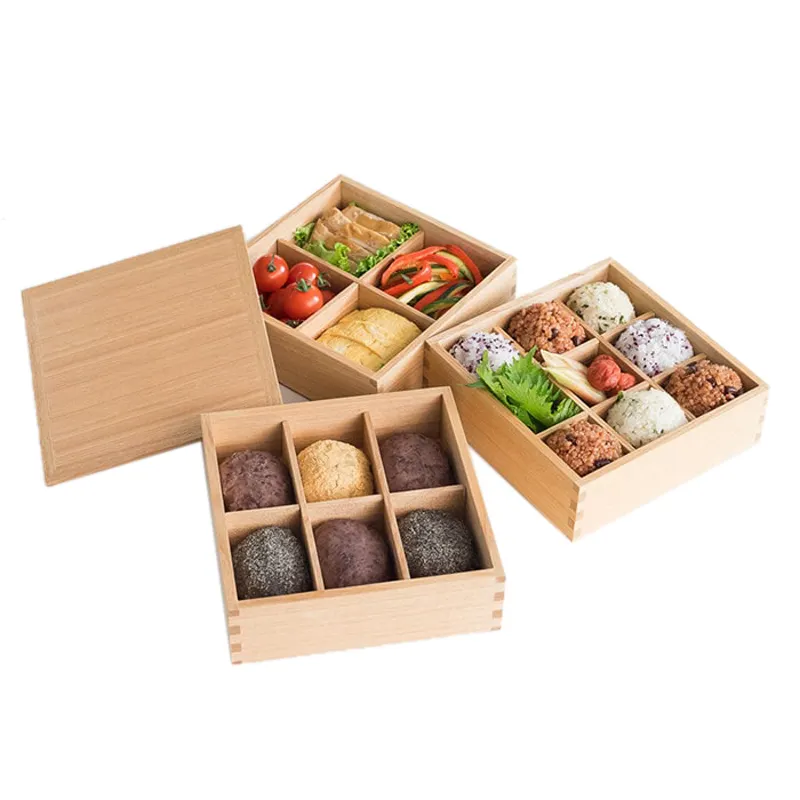 Houten Lunchbox Met Houten Deksel Eco Vriendelijke Japanse Lunchbox Bento Lunchbox Sushi Food Container